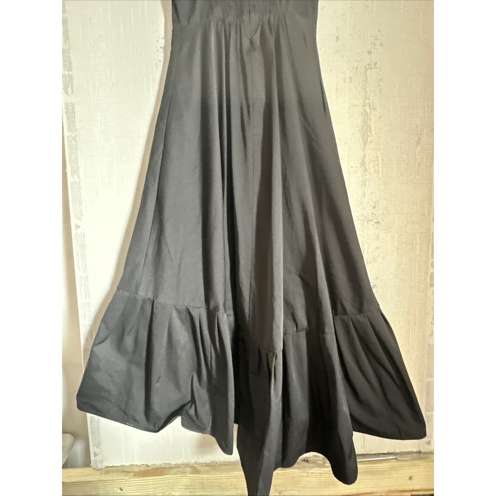 Anthropologie Mare Mare Black Corset Poplin Cotton Flounced Midi Dress | Sz: XS - Picture 8 of 12